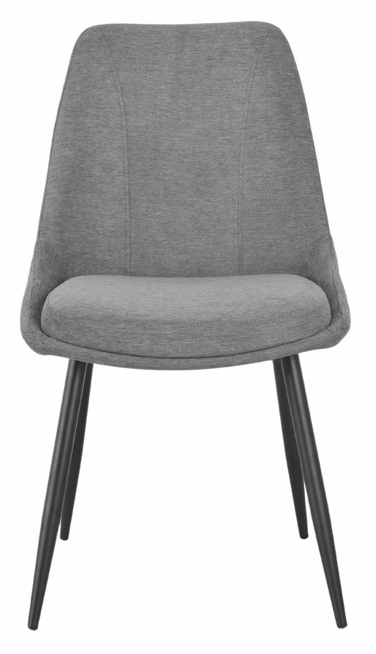 Bern Fluted Dining Set - 6 Seater - 160cm - Black - Darwin Dining Chairs - Grey Fabric