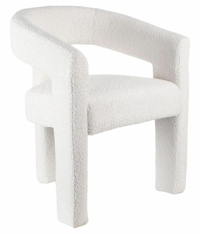 Bern Fluted Oak Effect 4 Seater Round Dining Set - 4 Kiefer Cream Boucle Fabric Dining Chair