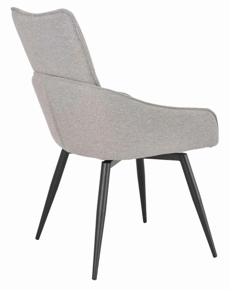 Bern Fluted Oak Effect Dining Set - Ace Grey Fabric Swivel Dining Chair