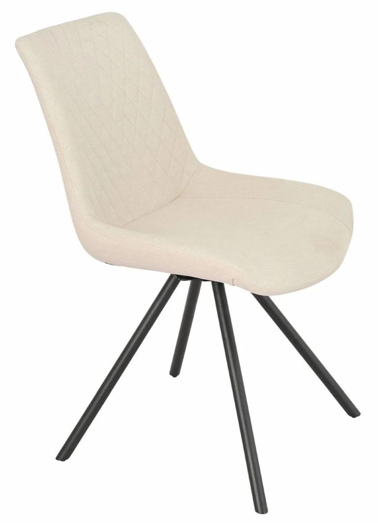 Bern Fluted Oak Effect Dining Set - Boden Cream Fabric Swivel Dining Chair