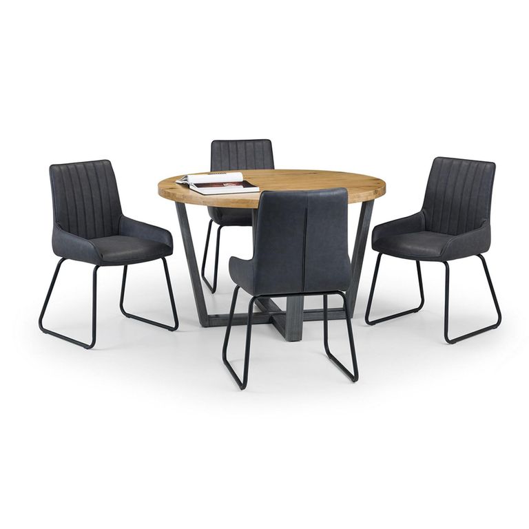 Brooklyn Dining Set - 4 Seater - 120cm - Round - 4 Soho Chairs - Oak