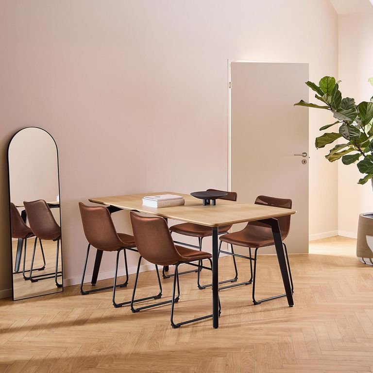 Cadiz Dining Set - 4 Seater - 160cm - Oak - with Brandy Vintage Dining Chair 