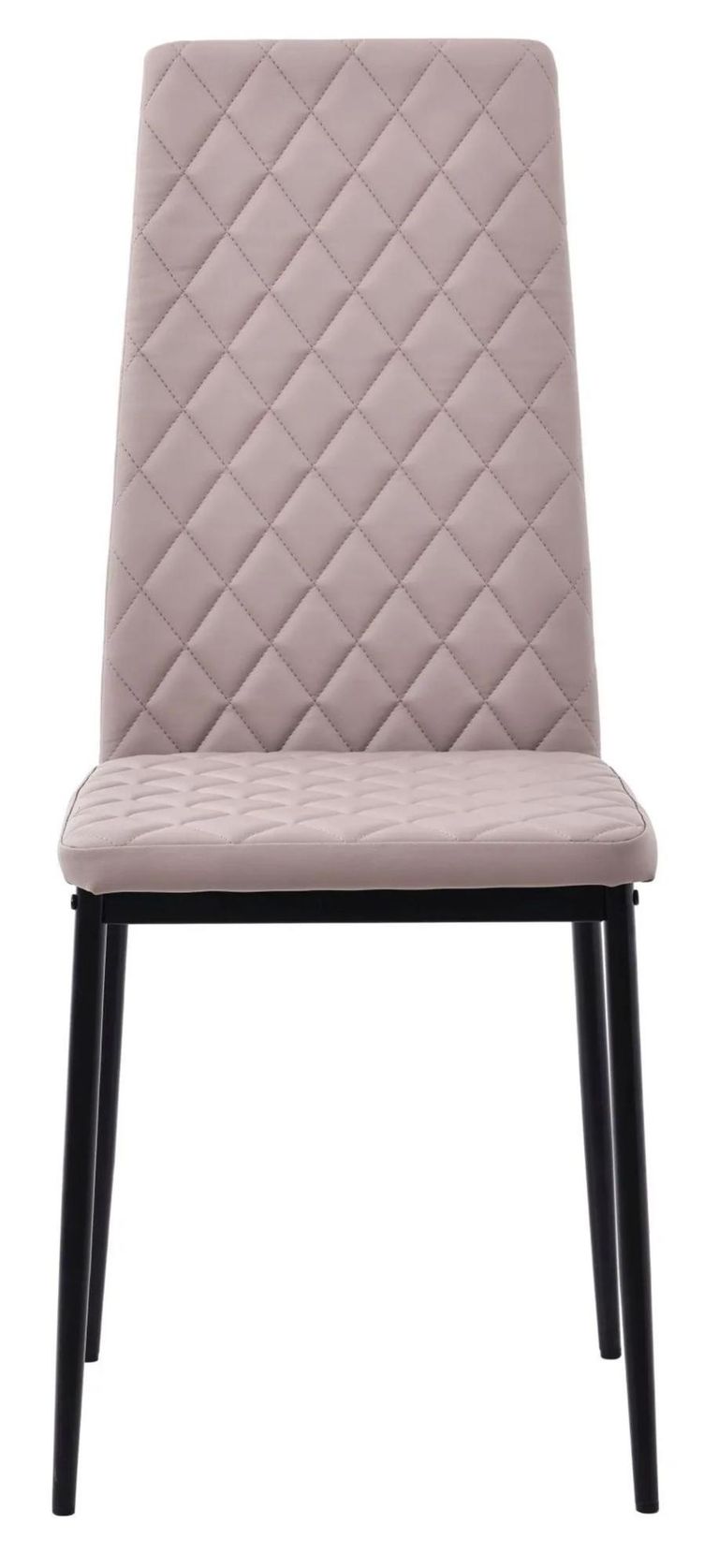 Camilla Grey Ceramic 4 Seater Dining Set - 4 Metro Beige Leather Dining Chair with Black Legs