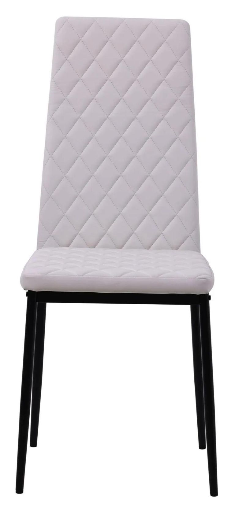 Camilla Grey Ceramic 4 Seater Dining Set - 4 Metro White Leather Dining Chair with Black Legs