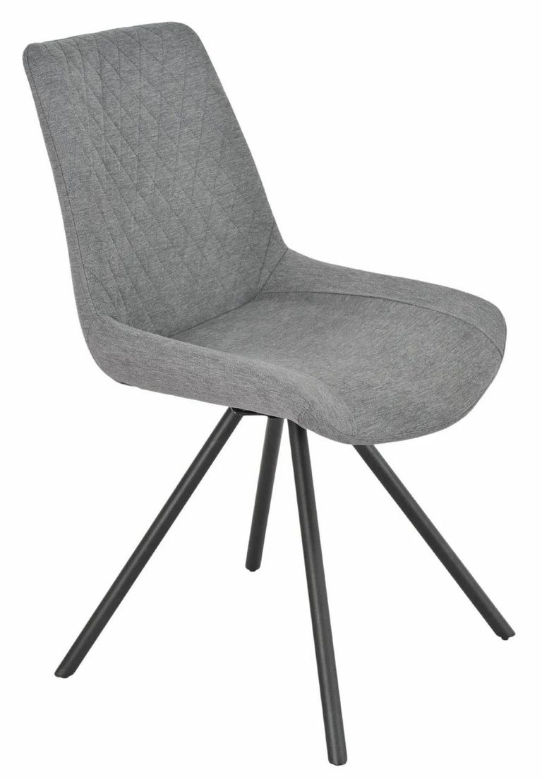 Carrara Grey Ceramic 4 Seater Round Extending Dining Set - 4 Boden Grey Fabric Swivel Dining Chair