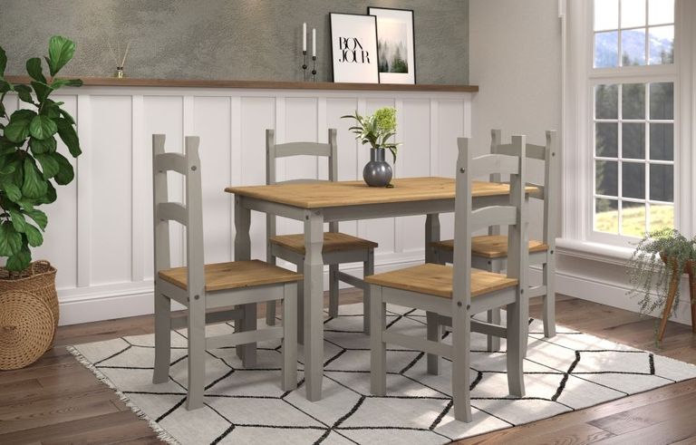 Corona Grey Mexican Pine Dining Set - 118cm