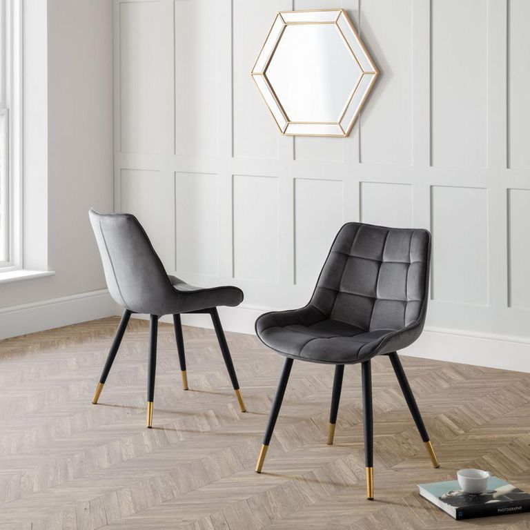 Findlay Dining Set - Walnut - 4-6 Seater - 160cm - Hadid Grey Chairs