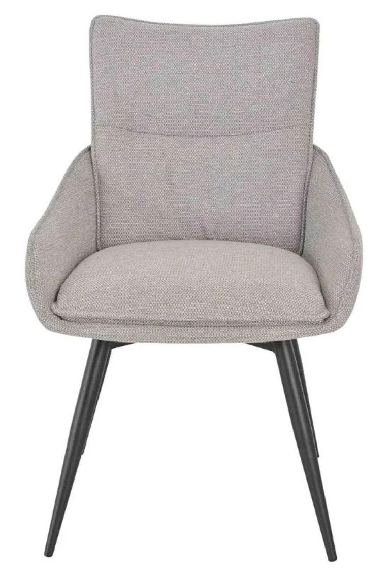 Hayden White Ceramic Extending Dining Set - Ace Grey Fabric Swivel Dining Chair
