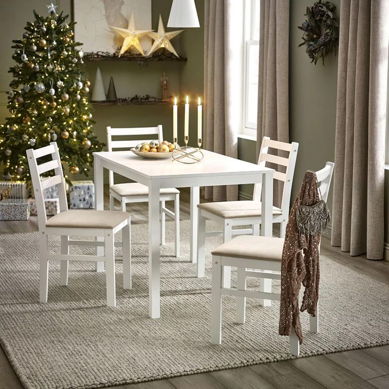 Keats Dining Set - 4 Seater - 110cm - White