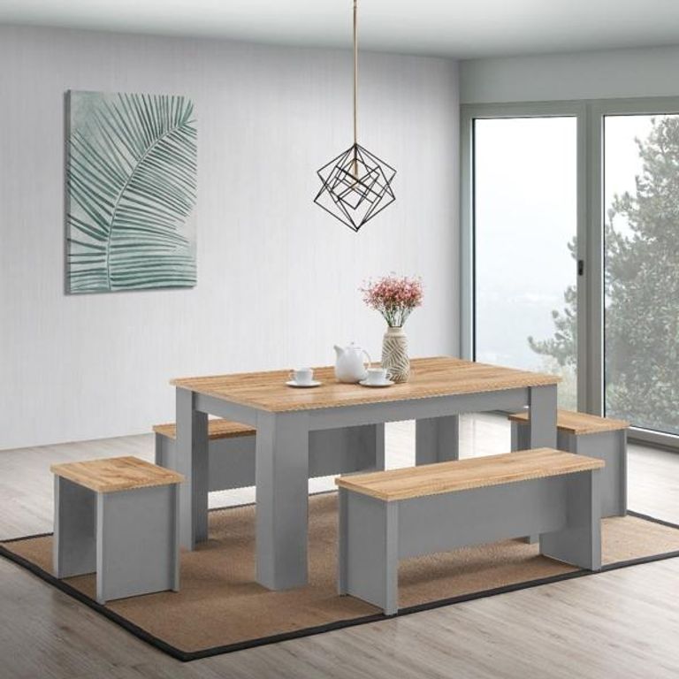 Lyman 6 Seater Dining Set with 2 Benches and 2 Stool - Variant Available