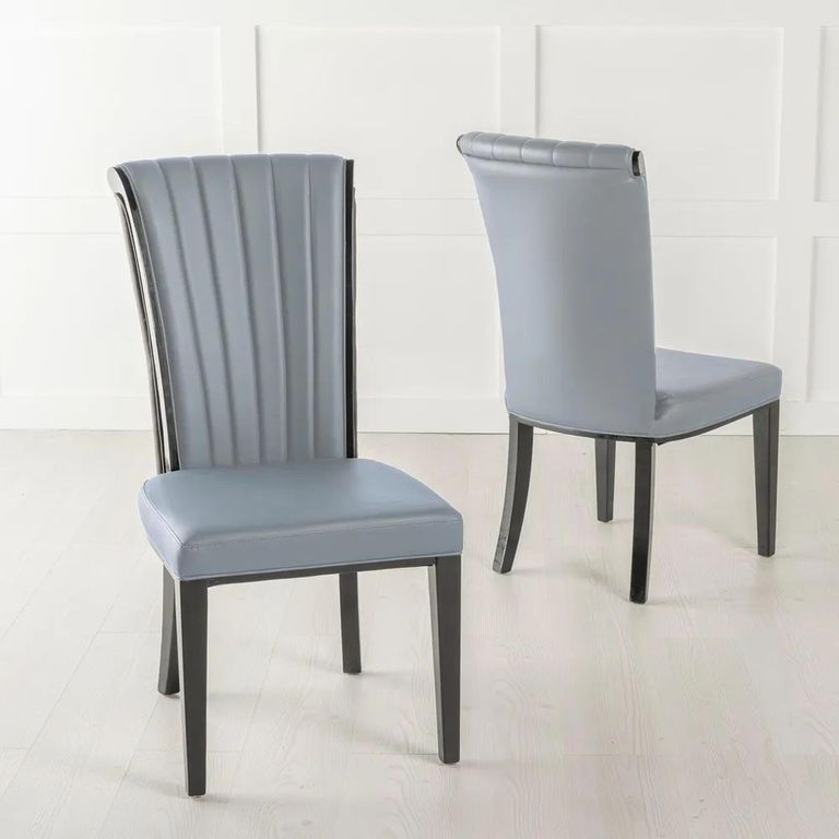 Madrid White Marble Dining Set - Cadiz Grey Leather Dining Chair