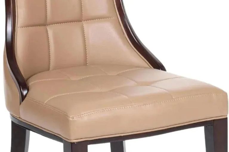 Madrid White Marble Dining Set - Paris Taupe Leather Dining Chair with Brown Legs