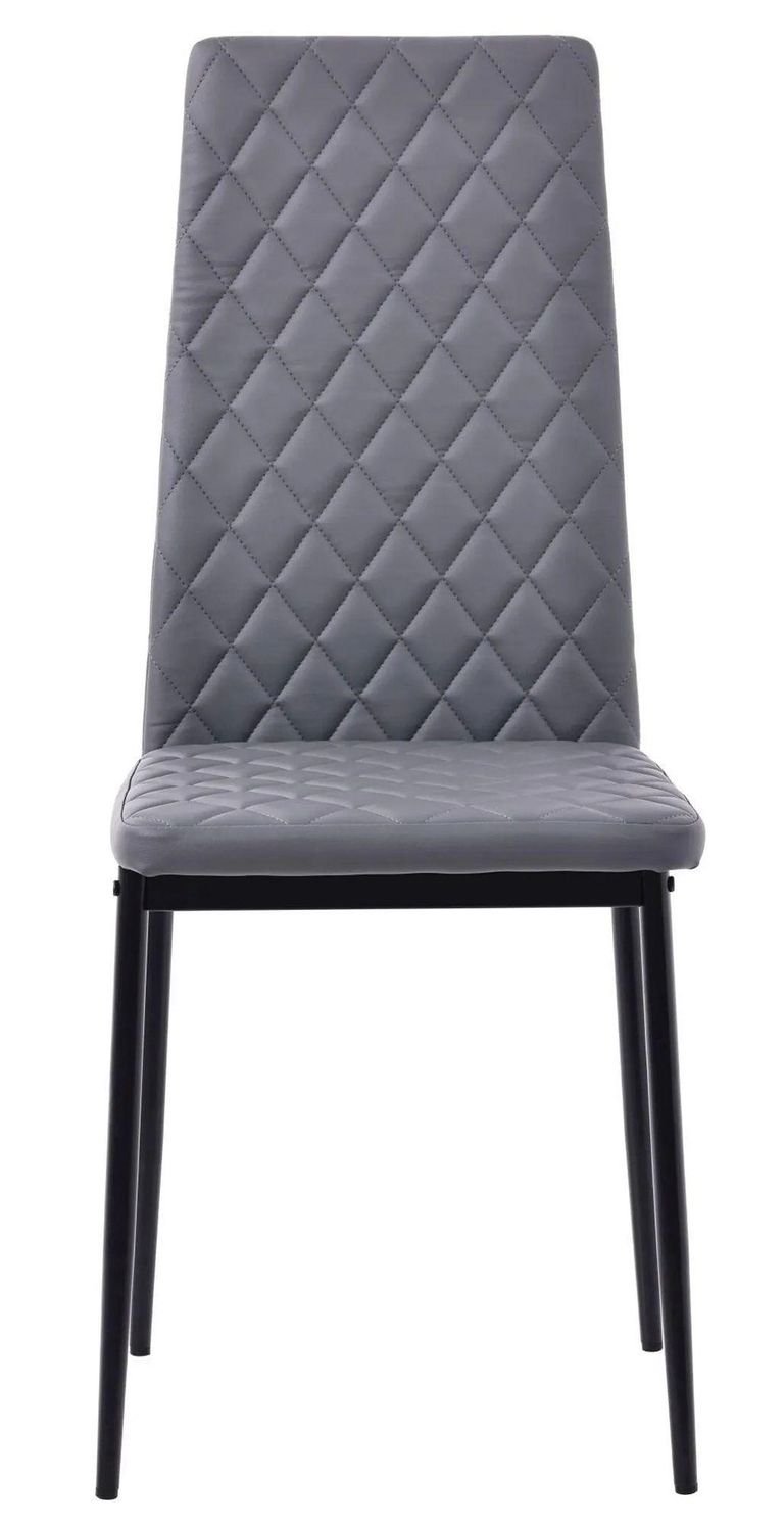 Maldon Black Ceramic Dining Set - Metro Grey Leather Dining Chair with Black Legs