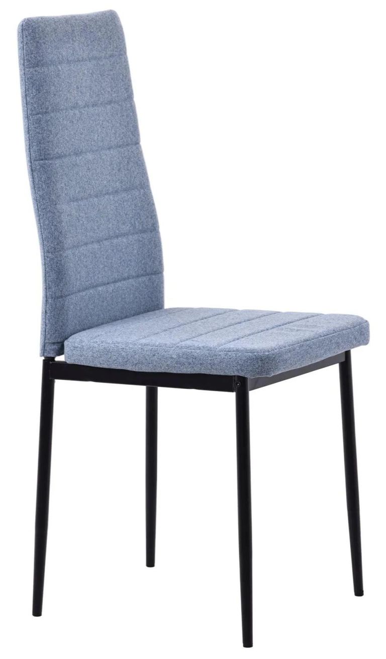 Maldon Grey Ceramic Dining Set - Lido Blue Fabric Dining Chair with Black Legs