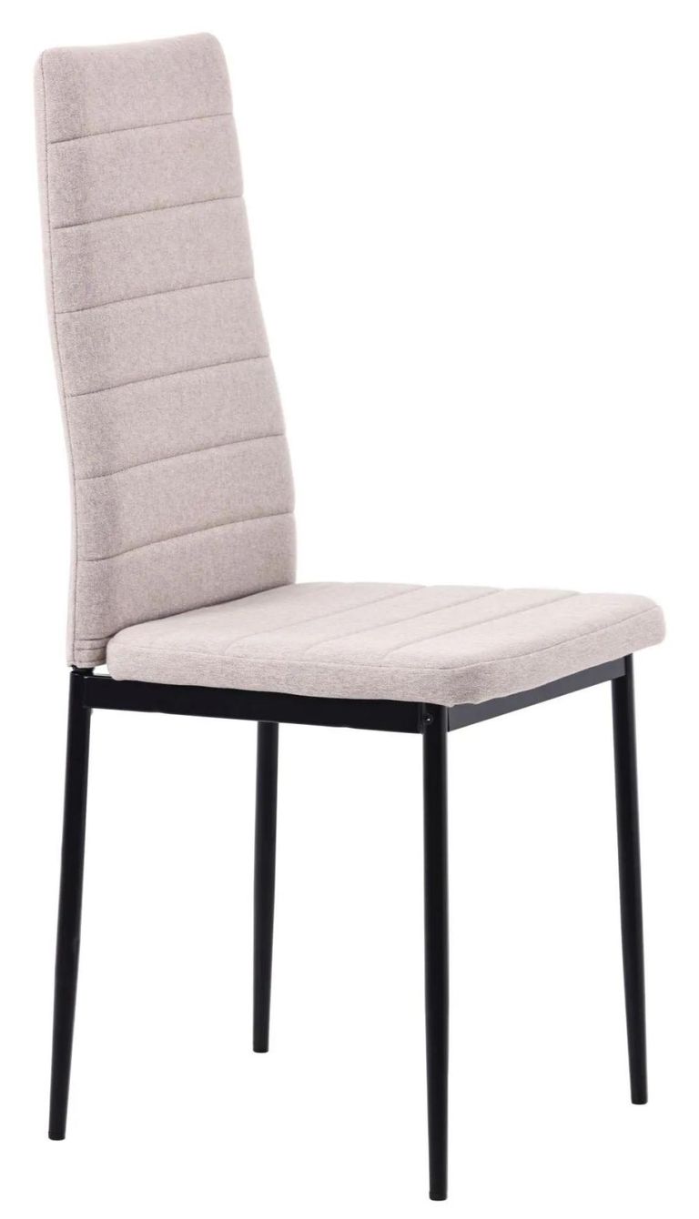 Maldon Grey Ceramic Dining Set - Lido Sand Fabric Dining Chair with Black Legs