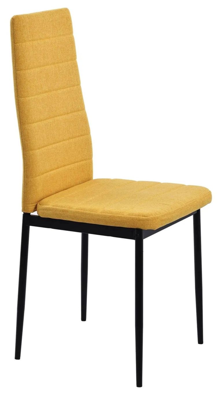 Maldon Grey Ceramic Dining Set - Lido Yellow Fabric Dining Chair with Black Legs