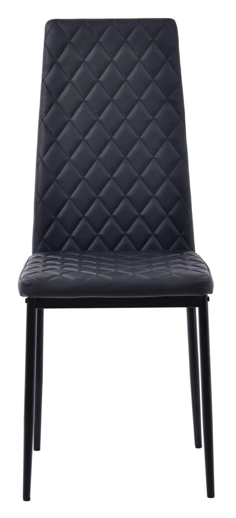 Maldon Grey Ceramic Dining Set - Metro Black Leather Dining Chair with Black Legs