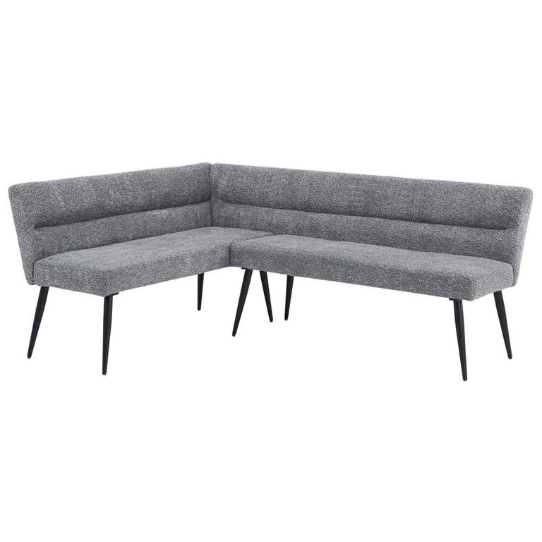 Maldon Grey Ceramic Dining Set - Monza Grey Fabric 1 LHF Corner Bench, 1 Low Bench and 1 Armchair