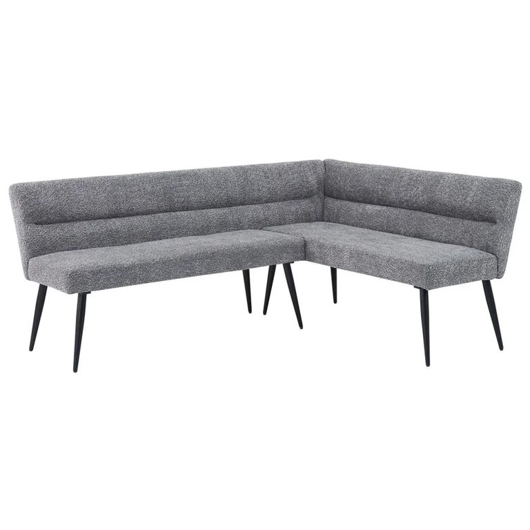 Maldon Grey Ceramic Dining Set - Monza Grey Fabric 1 RHF Corner Bench, 1 Low Bench and 1 Armchair