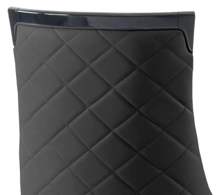 Milan Grey Marble Dining Set - Carmela Black Leather Dining Chair