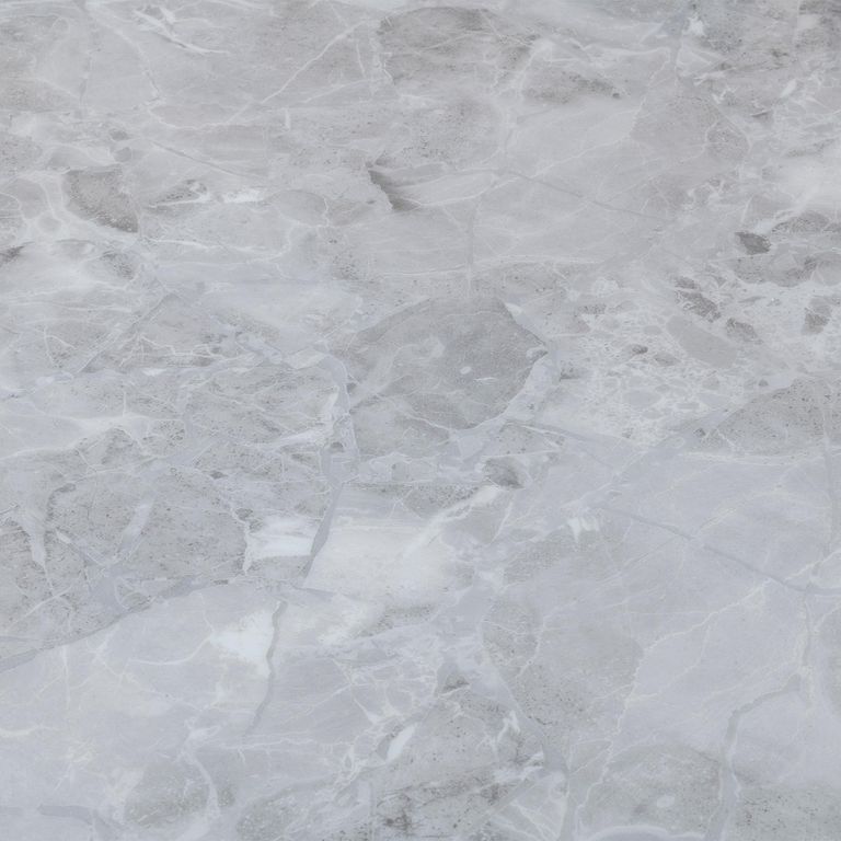 Milan Grey Marble Dining Set - Lion Knocker Back Grey Velvet Fabric Dining Chair with Chrome Legs