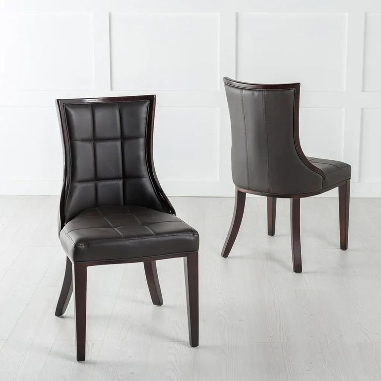 Milan White Marble Dining Set - Paris Brown Leather Dining Chair with Brown Legs