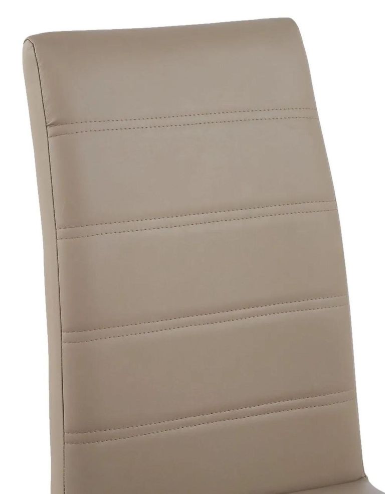 Naples Black Marble Dining Set - Roma Beige Faux Leather Dining Chair