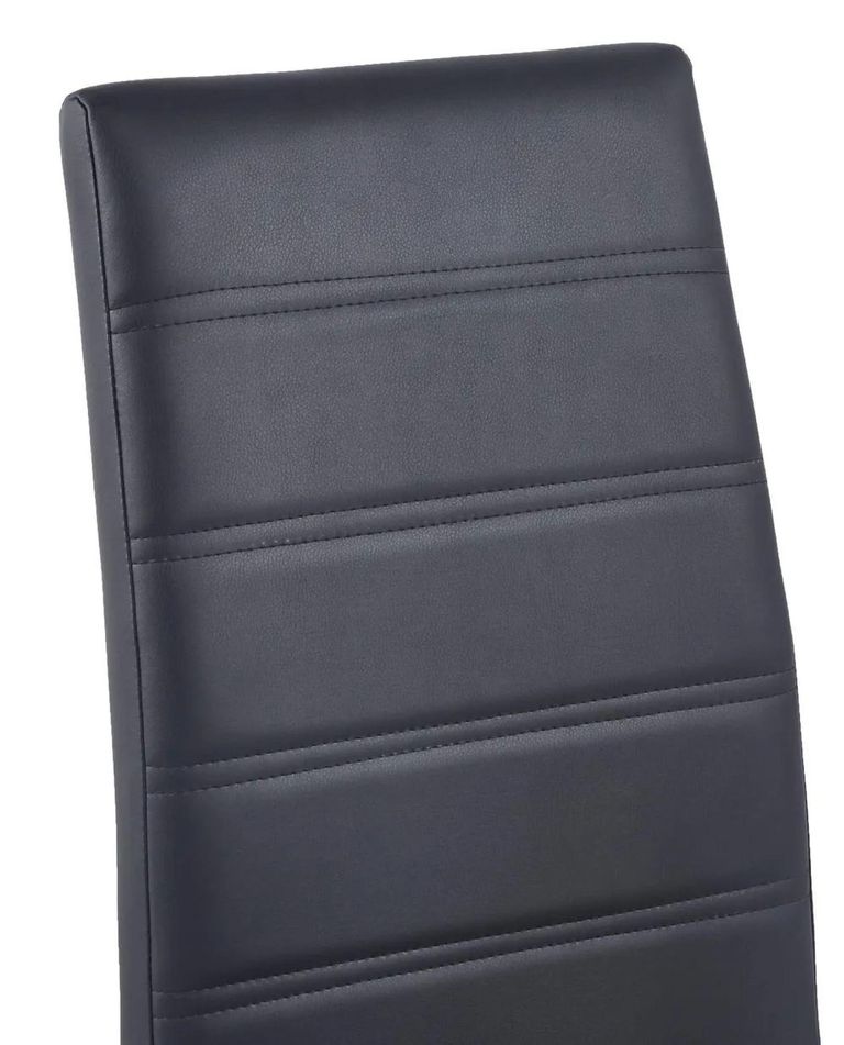 Naples Black Marble Dining Set - Roma Black Faux Leather Dining Chair