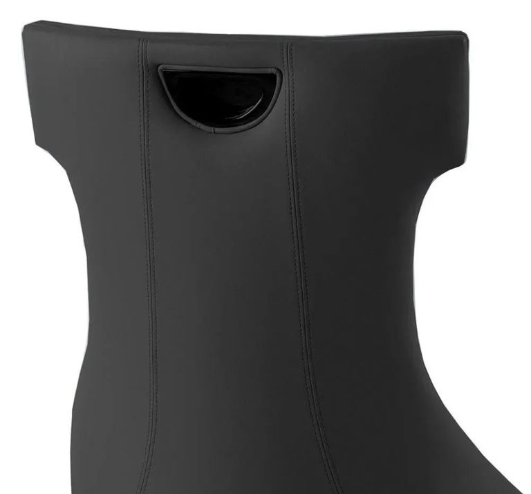 Naples White Marble Dining Set - Mimi Black Leather Dining Chair