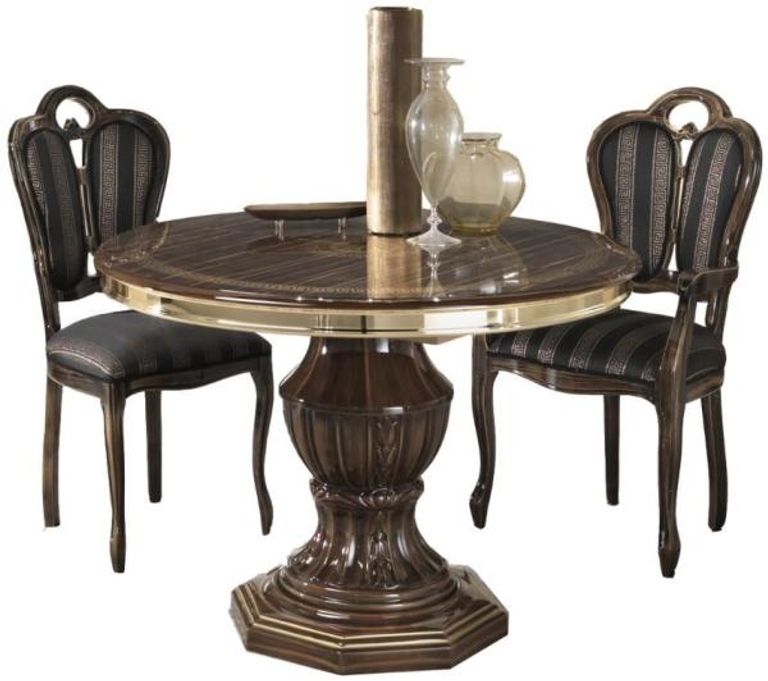 New Venus Walnut Italian Round Dining Set with 2 Giglio Chairs