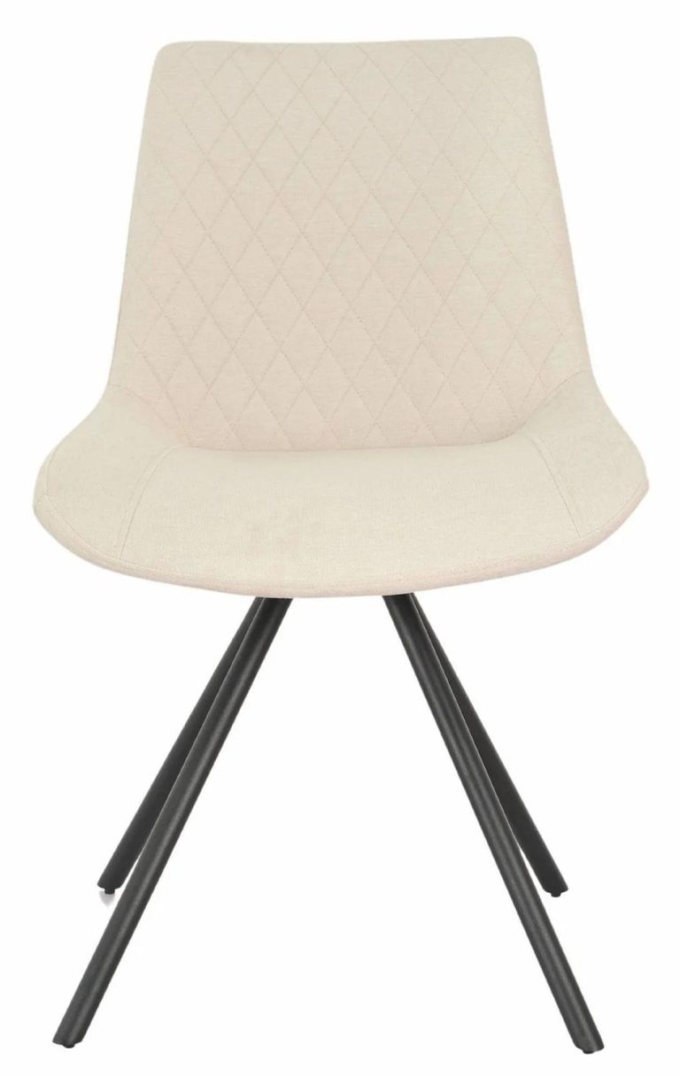 Novara White Ceramic 4 Seater Round Dining Set - 4 Boden Cream Fabric Swivel Dining Chair