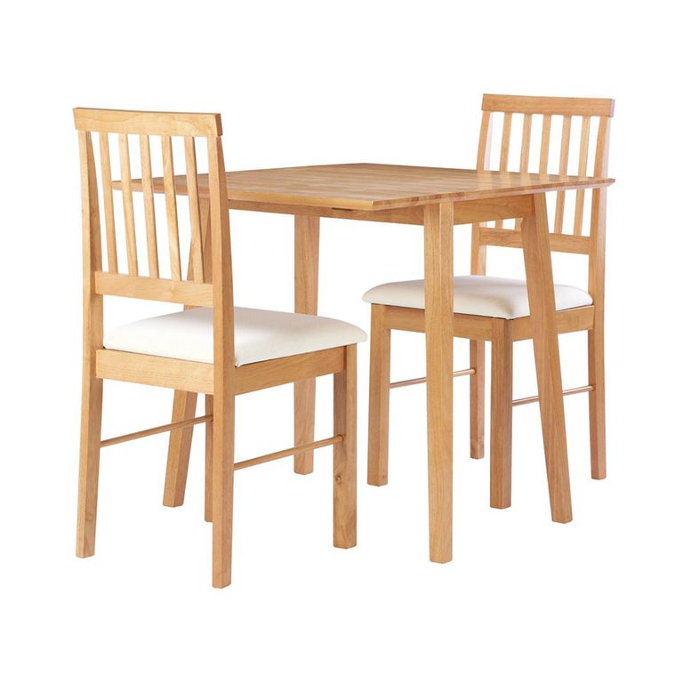 Oak Drop Leaf Dining Set - 2 Seater - 39cm-75cm - with 2 Chairs