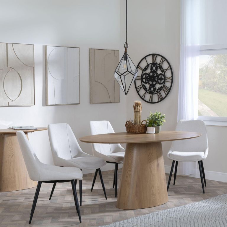 Palma Oak Oval Dining Set - Darwin Cream Fabric Dining Chair
