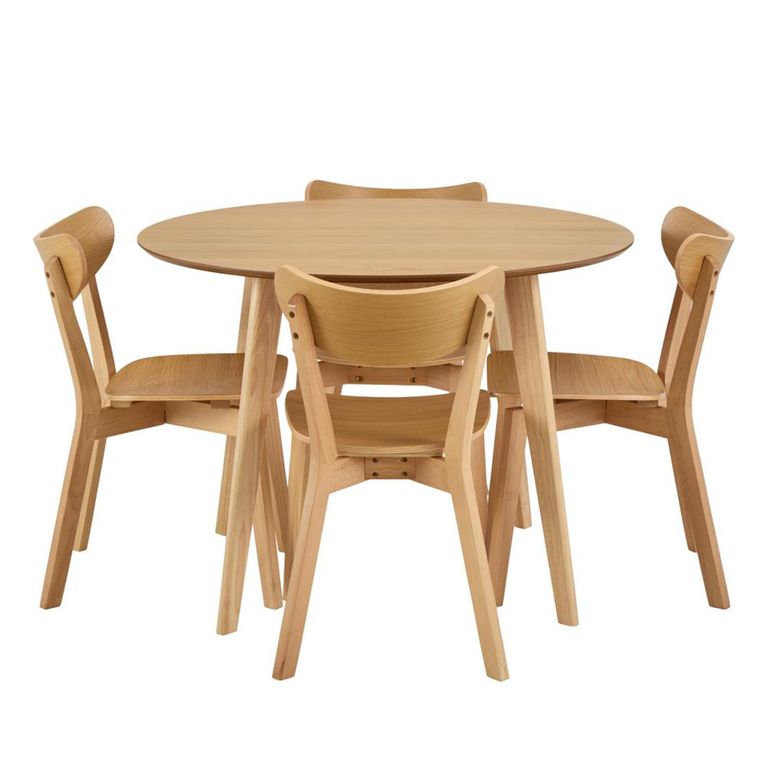 Roxby Round Dining Set - 4 Seater - 105cm - Oak