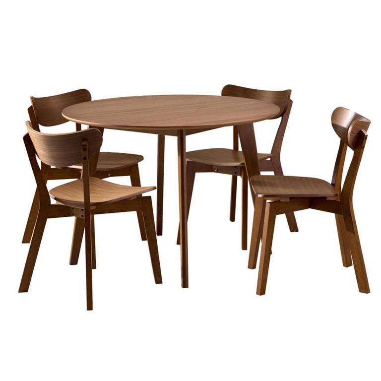 Roxby Round Dining Set - 4 Seater - 105cm - Walnut