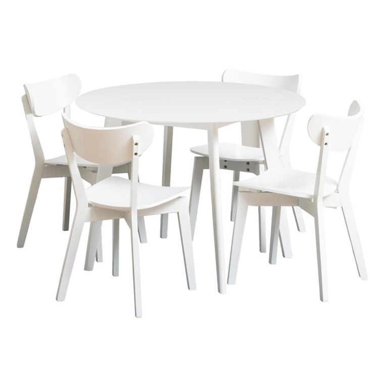 Roxby Round Dining Set - 4 Seater - 105cm - White