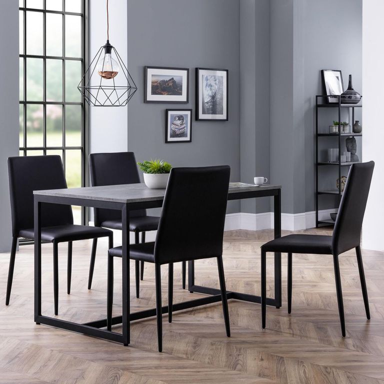 Staten Dining Set - 4 Seater - 120cm - Jazz Black Chairs - 4 Chairs - Concrete