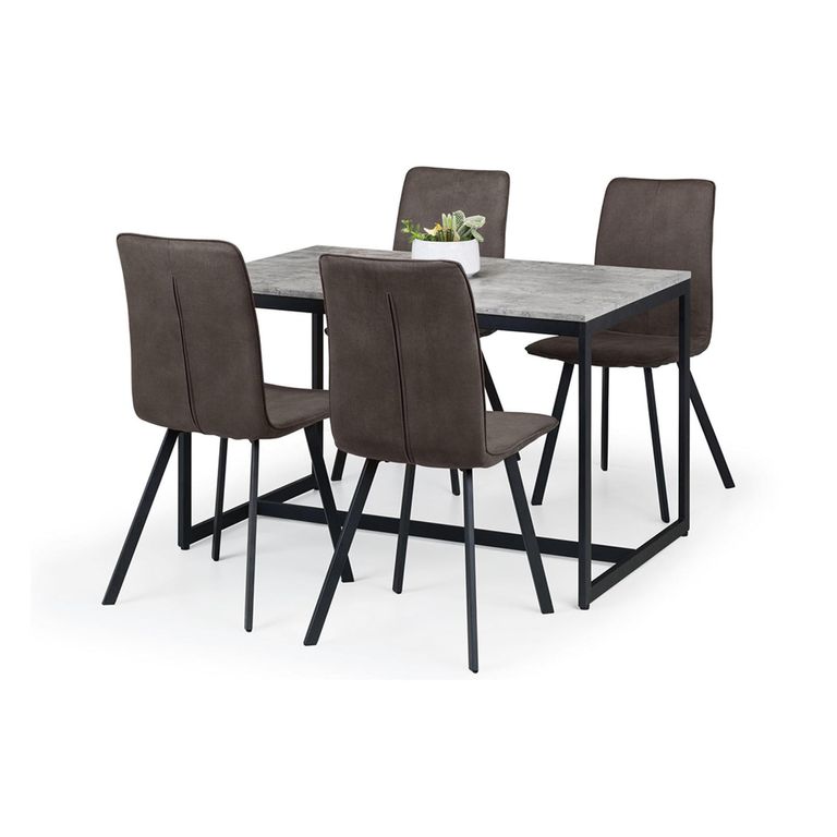 Staten Dining Set - 4 Seater - 120cm - Monroe Chairs - 4 Chairs - Concrete