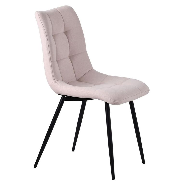 Sutton White Ceramic Extending Dining Set - Corona Beige Fabric Dining Chair