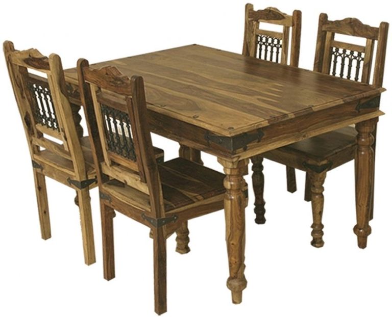 Thacket Sheesham Wood 4 Seater Dining Set with 4 Chairs