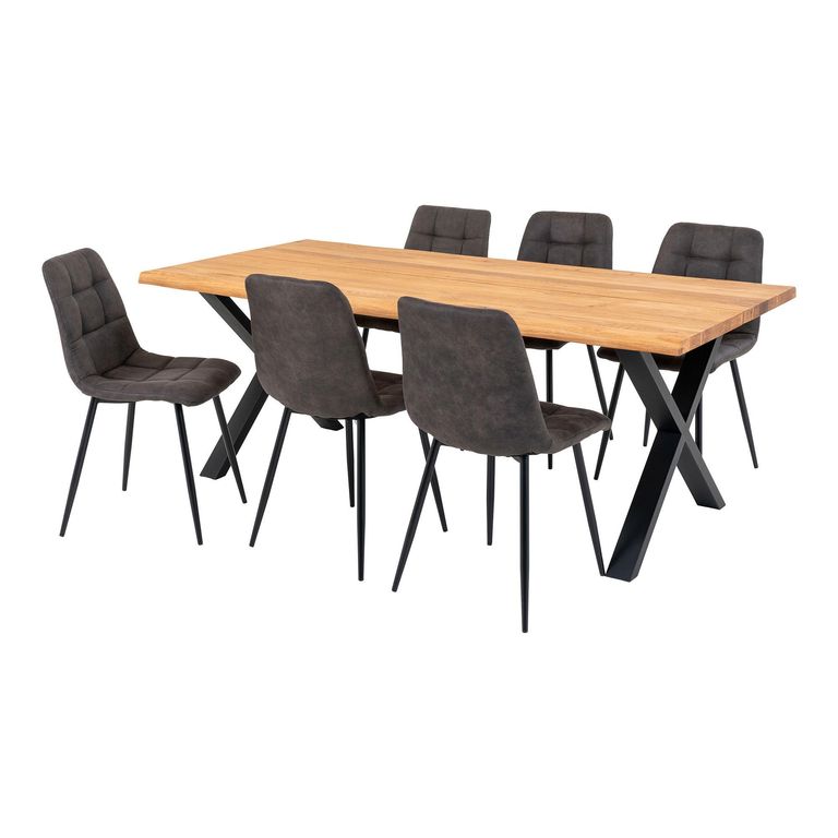 Toulon Dining Set - Natural Oak - 6 Seater - 200cm - 6 Middelfart Chairs