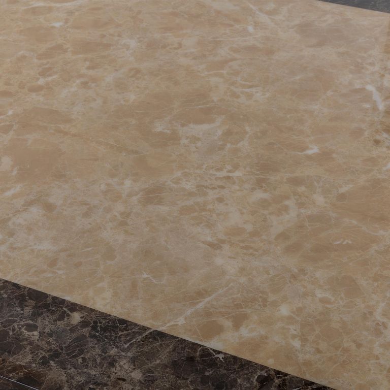 Venice Cream Marble Dining Set - Cadiz Grey Leather Dining Chair