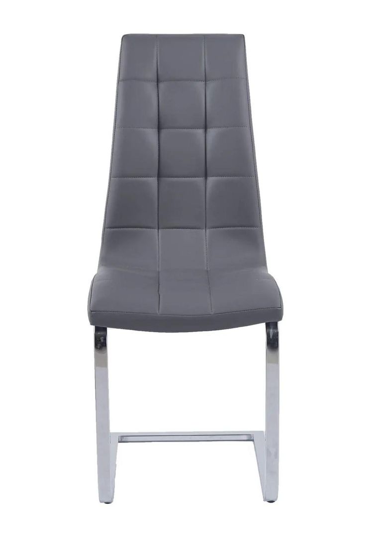 Vortex Grey Marble and Chrome Dining Set - Jamison Grey Faux Leather Dining Chair