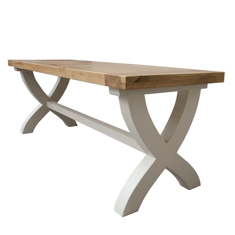 Deluxe Painted X-Leg Extending Dining Set - 8-10 Seater - 200cm-280cm - 4 Cross Back Chairs & Bench