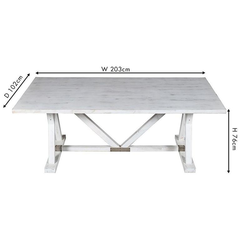 Clearance - Farmhouse White Mango Wood 8 Seater Dining Table - Brand New Item