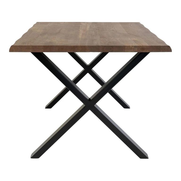 Toulon Dining Table - Smoked Oak - 14 Seater - 300cm - Black Cross Legs