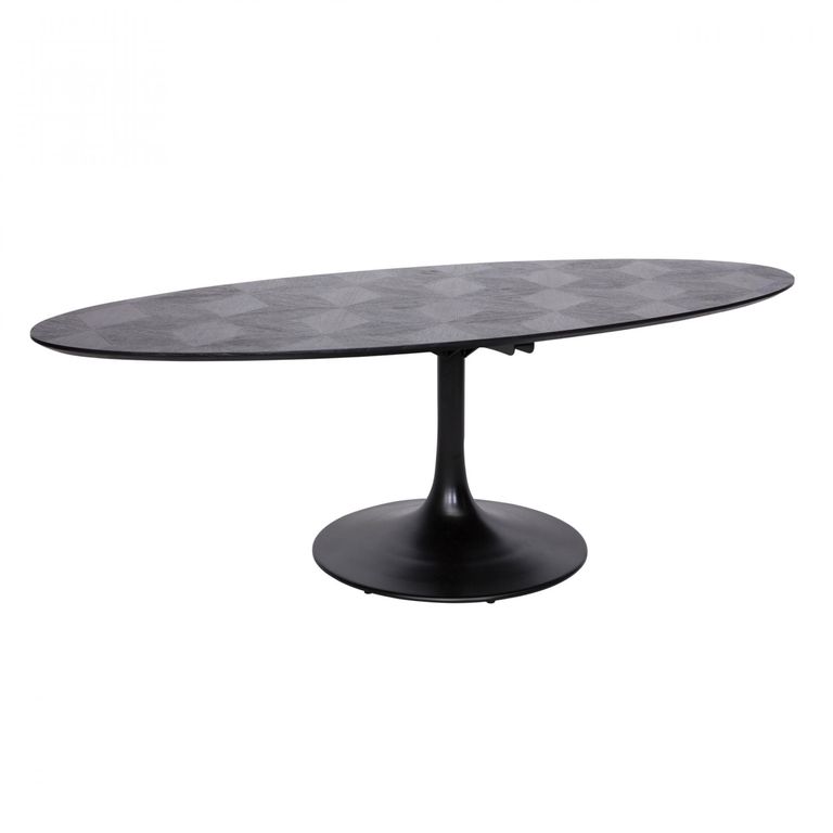 Blax Black Geometric Cube 10 Seater Oval Dining Table with Tulip Base