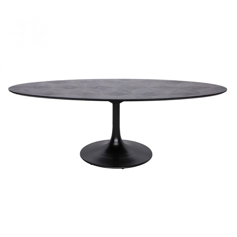 Blax Black Geometric Cube 10 Seater Oval Dining Table with Tulip Base