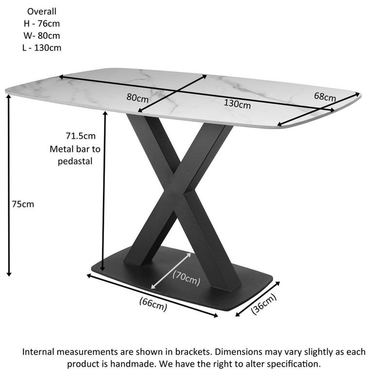 Vernal Dining Table - 4 Seater - 130cm - White Sintered Stone