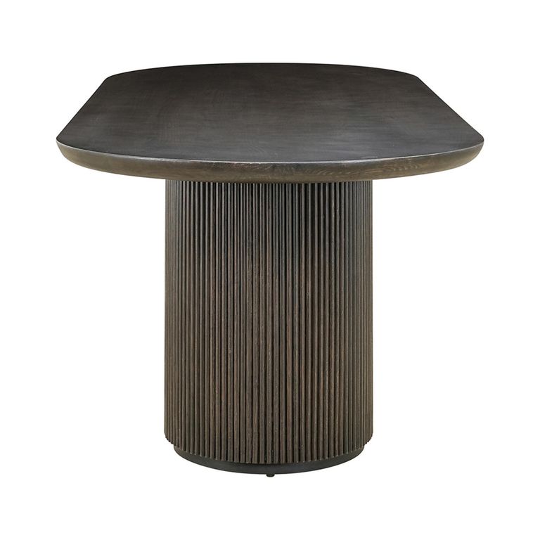 Kingston Brown 12 Seater Oval Dining Table with Fluted Base